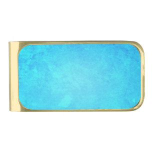 Electric Sky Blue Gold Finish Money Clip
