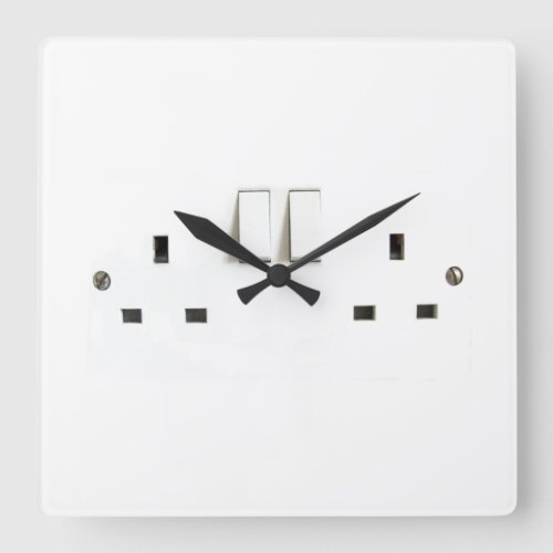 Electric socket from the UK Square Wall Clock
