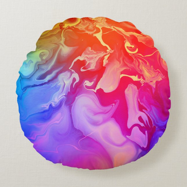 Electric Spectrum in Motion Round Pillow (Front)