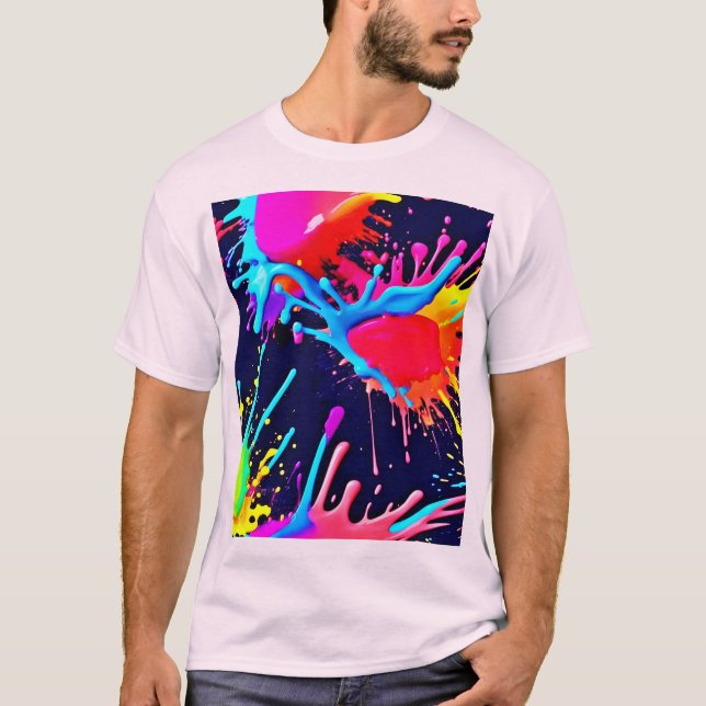 Electric Splashes of Vivid Colors T-Shirt (Front)