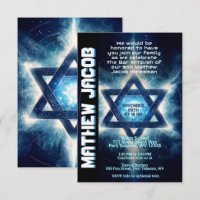 Electric Star of David Mitzvah Invitation