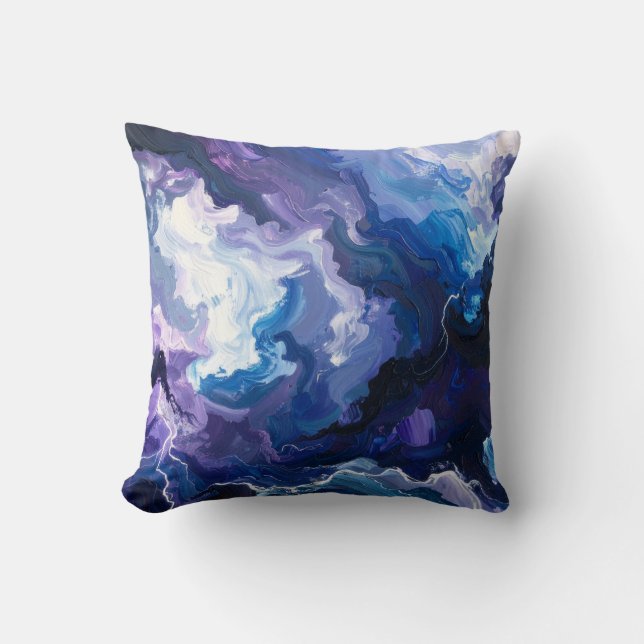  Electric Storm Abstract Throw Pillow (Front)