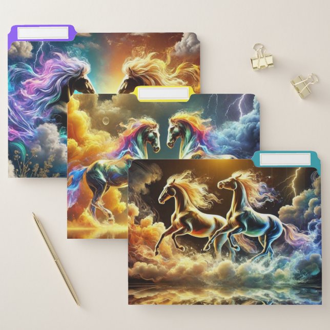 Electric Storm Neon Horses File Folder (Set)