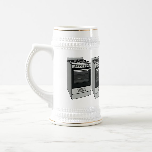 Electric stove cartoon illustration beer stein (Left)