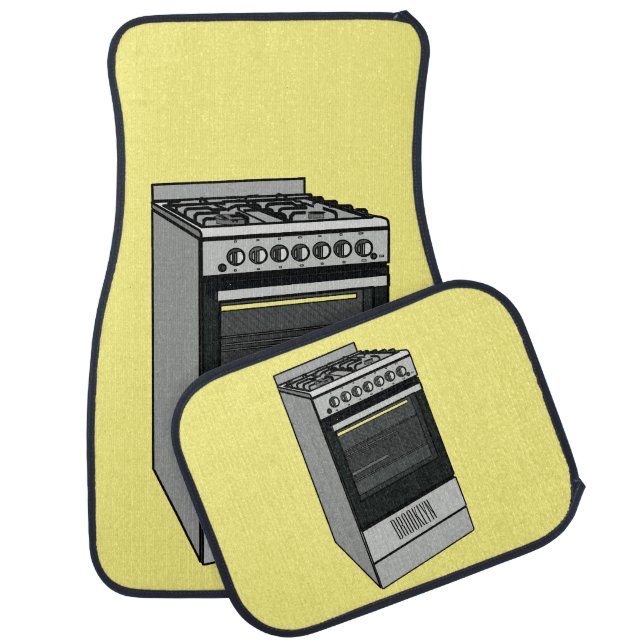Electric stove cartoon illustration car floor mat (Set)