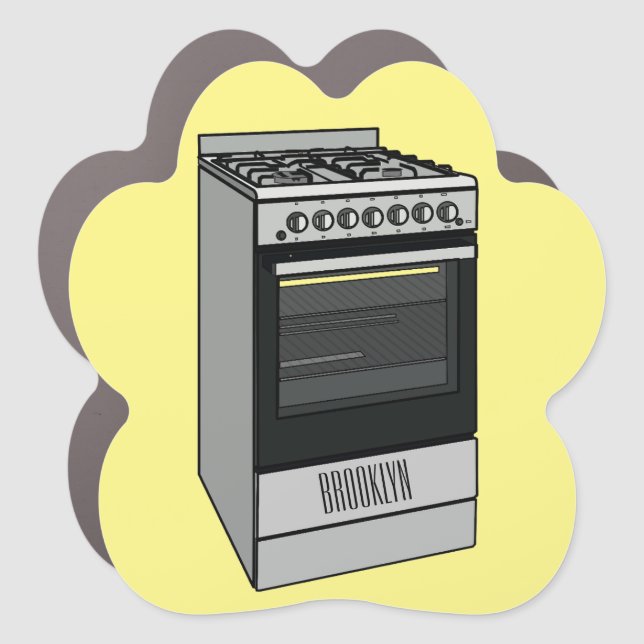 Electric stove cartoon illustration car magnet (Front)