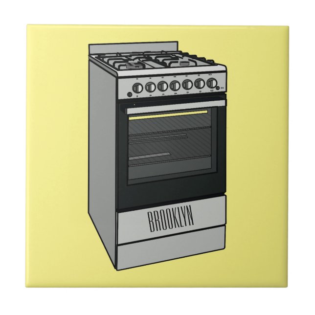 Electric stove cartoon illustration ceramic tile (Front)