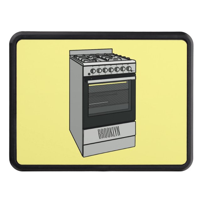 Electric stove cartoon illustration hitch cover (Front)