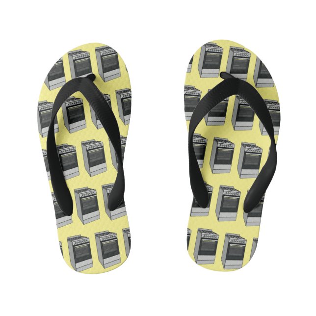 Electric stove cartoon illustration kid's flip flops (Footbed)