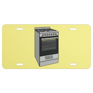 Electric stove cartoon illustration license plate