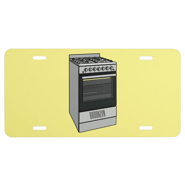 Electric stove cartoon illustration license plate (Front)