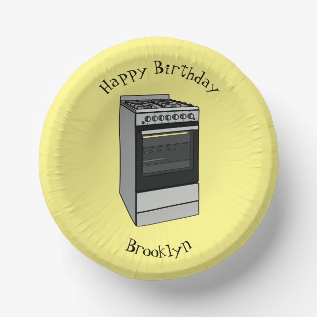 Electric stove cartoon illustration paper bowls (Front)
