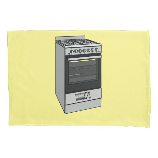Electric stove cartoon illustration pillow case (Front)