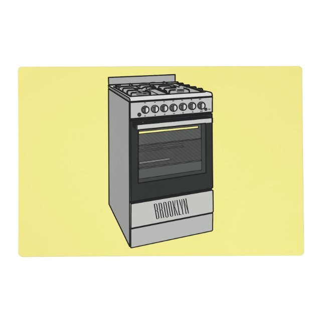Electric stove cartoon illustration placemat (Front)