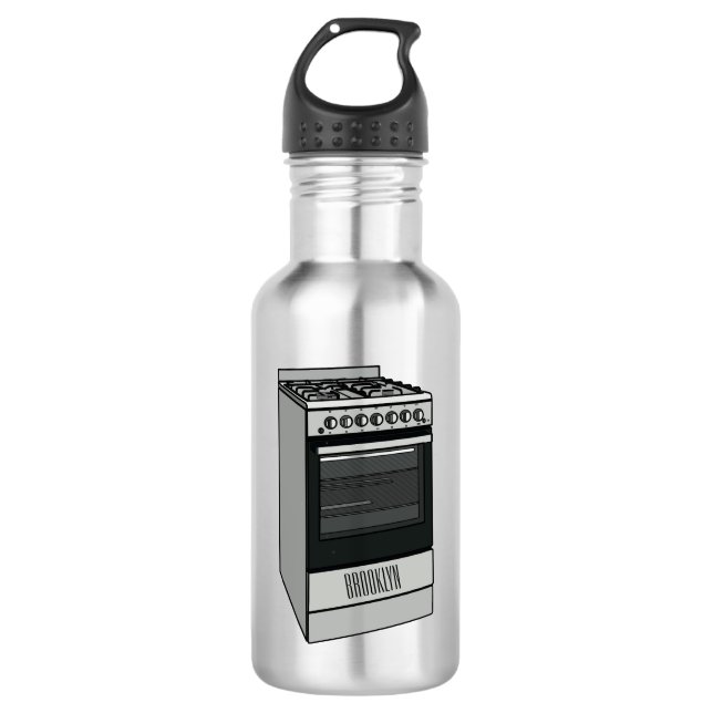 Electric stove cartoon illustration stainless steel water bottle (Front)