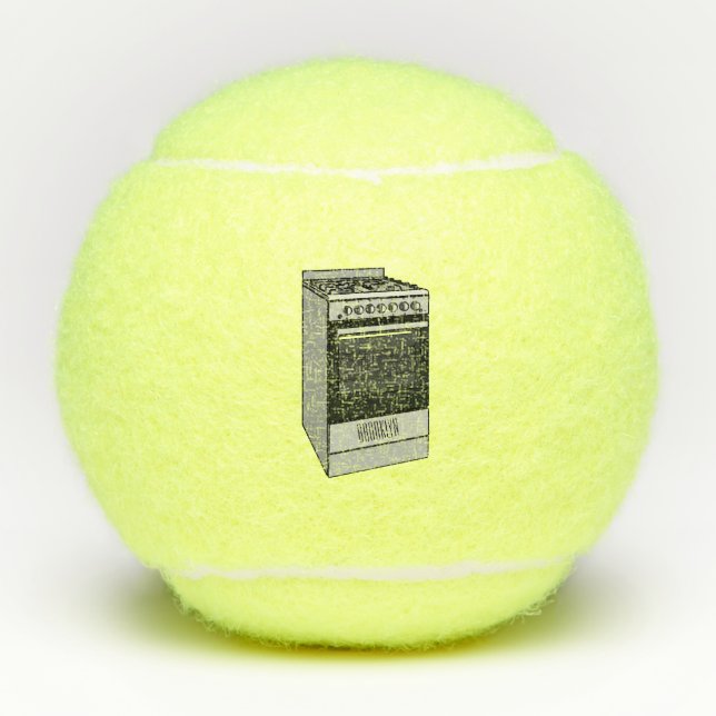 Electric stove cartoon illustration tennis balls (Front)