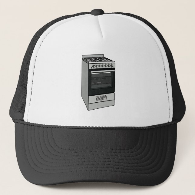 Electric stove cartoon illustration trucker hat (Front)