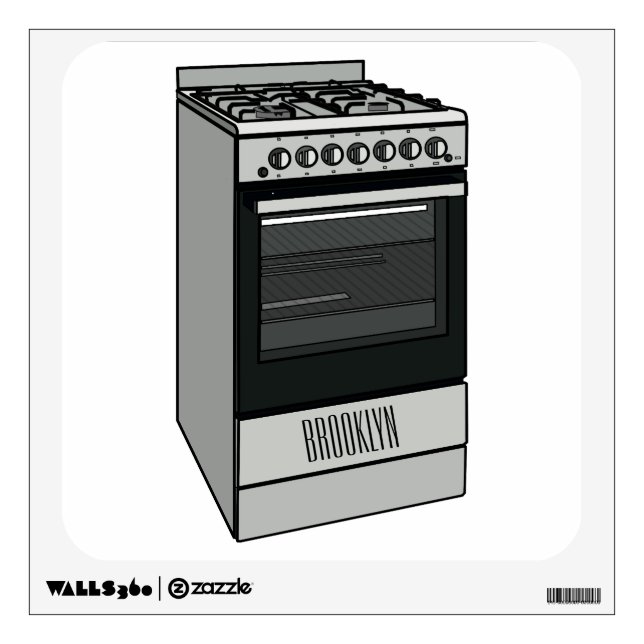Electric stove cartoon illustration wall decal (Front)