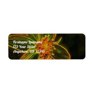Electric Sunflower Abstract Flower Art Address Label