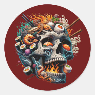 Electric Sushi Skull Fusion Classic Round Sticker