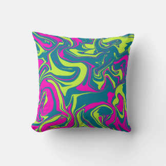 Electric Teal Oil Slick Throw Pillow