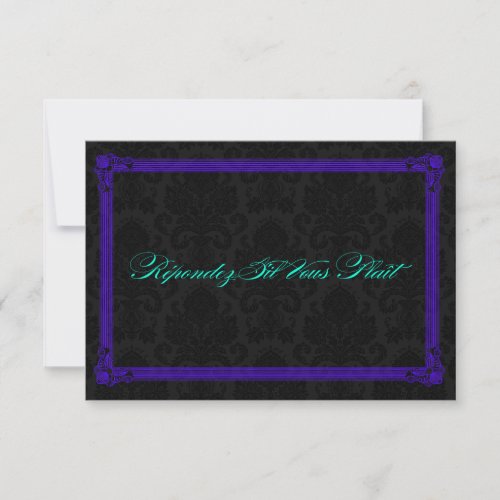 Electric Teal  Purple Poster Style Wedding RSVP