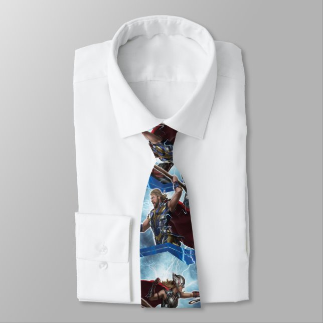 Electric Thor and Mighty Thor Pattern Neck Tie (Tied)