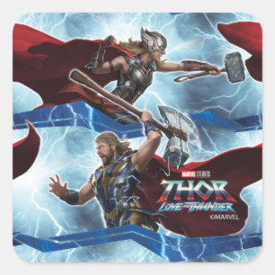 Electric Thor and Mighty Thor Pattern Square Sticker