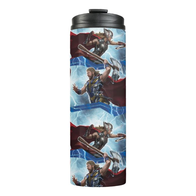 Electric Thor and Mighty Thor Pattern Thermal Tumbler (Front)