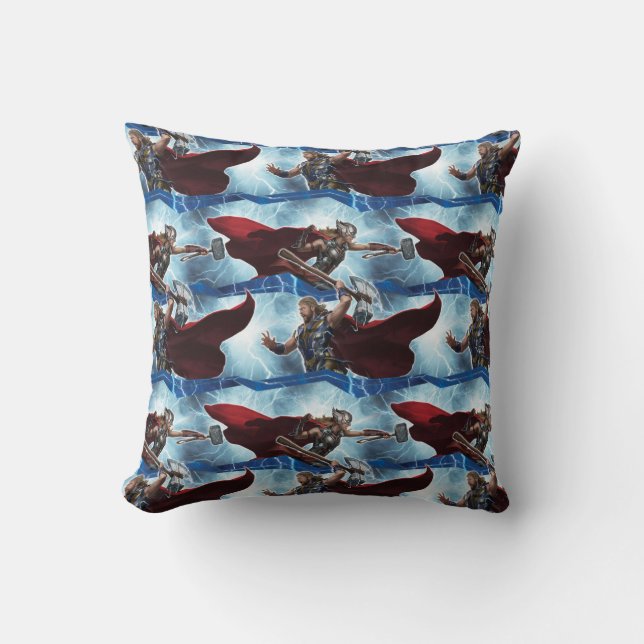 Electric Thor and Mighty Thor Pattern Throw Pillow (Front)