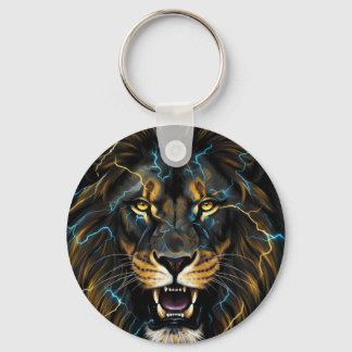 Electric Thunder Lion Soccer Ball Keychain