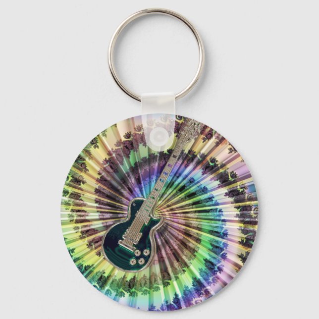 Electric Tie-Dye Guitar Keychain (Front)