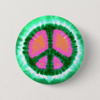 Electric Tie-Dye Peace Sign Button