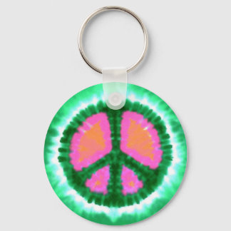 Electric Tie-Dye Peace Sign Keychain