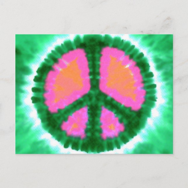 Electric Tie-Dye Peace Sign Postcard (Front)
