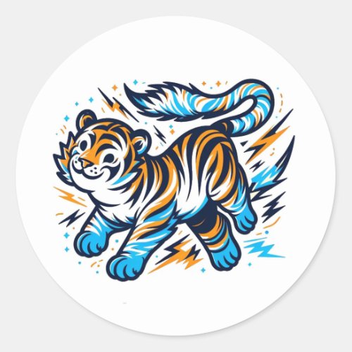 Electric Tiger Classic Round Sticker