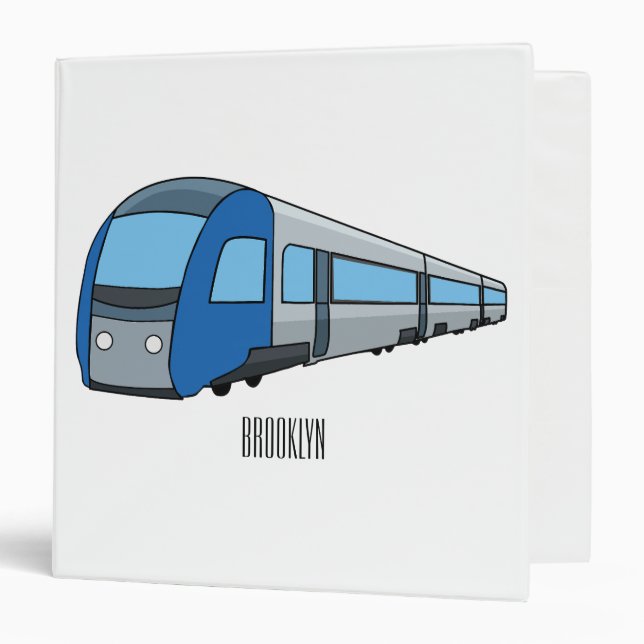 Electric train cartoon illustration 3 ring binder (Front/Inside)