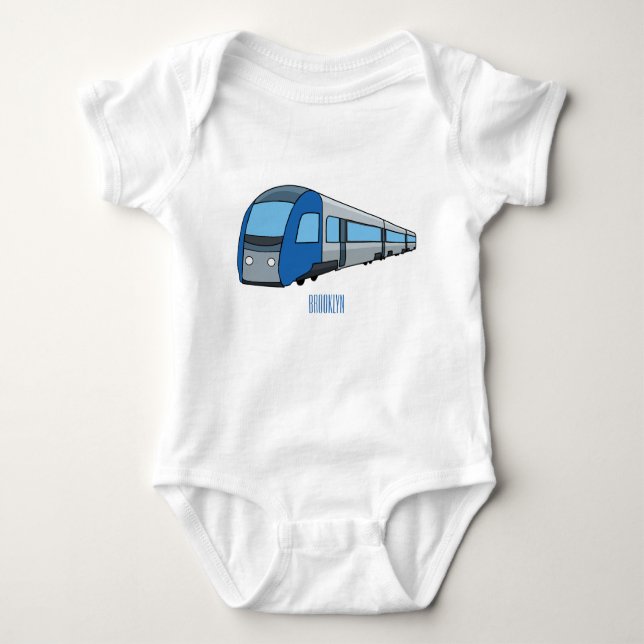 Electric train cartoon illustration  baby bodysuit (Front)