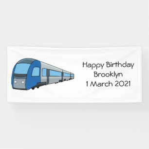 Electric train cartoon illustration banner