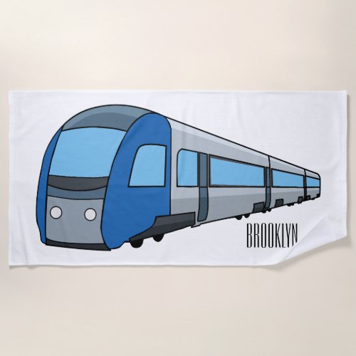 Electric train cartoon illustration  beach towel