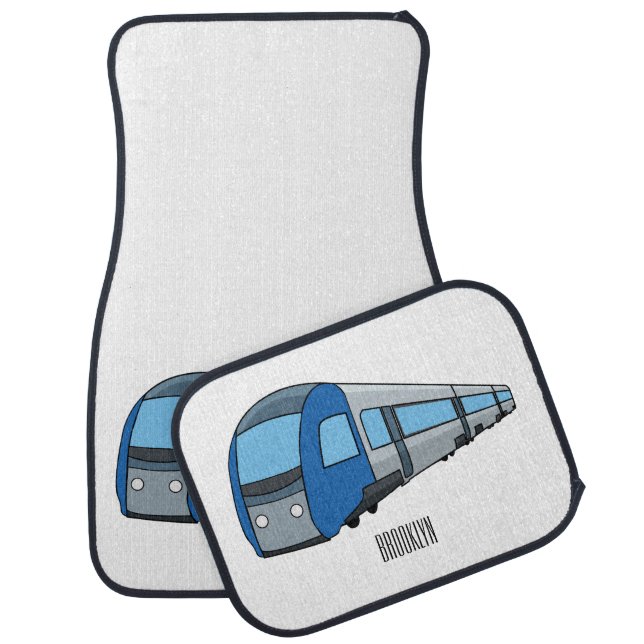 Electric train cartoon illustration car floor mat (Set)
