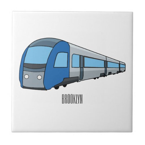 Electric train cartoon illustration ceramic tile