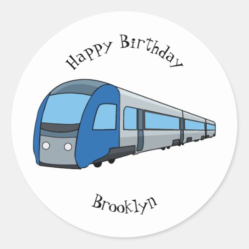 Electric train cartoon illustration classic round sticker