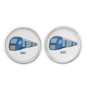 Electric train cartoon illustration cufflinks