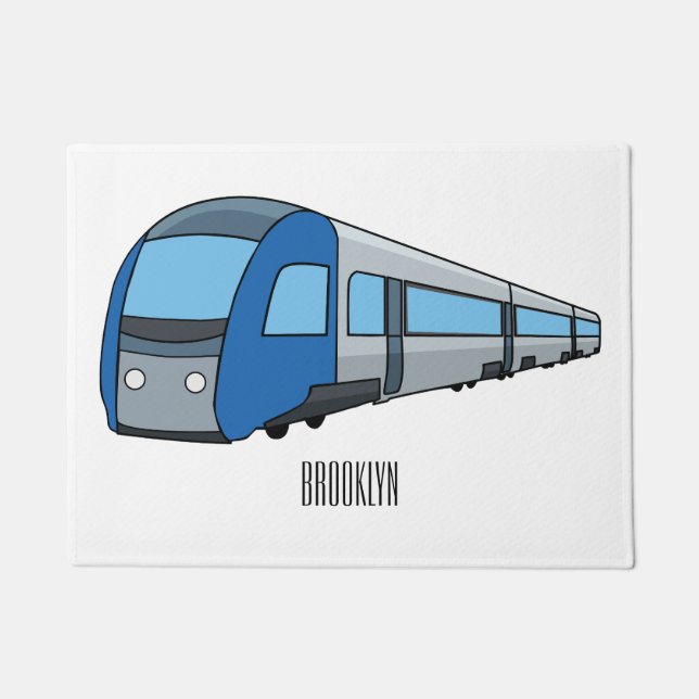 Electric train cartoon illustration doormat (Front)
