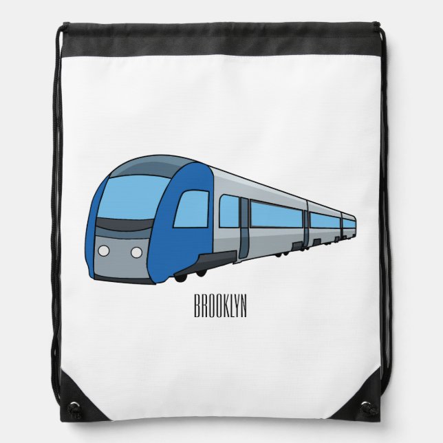 Electric train cartoon illustration drawstring bag (Front)