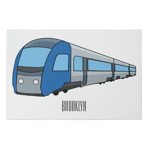 Electric train cartoon illustration faux canvas print
