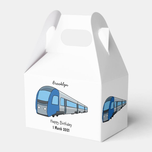 Electric train cartoon illustration favor boxes (Front Side)