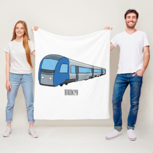 Electric train cartoon illustration  fleece blanket