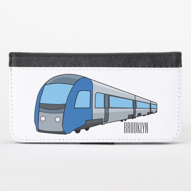 Electric train cartoon illustration iPhone wallet case (Front (Horizontal))
